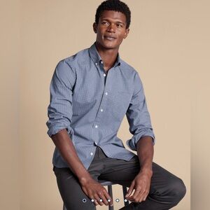 Charles Tyrwhitt Button-Down Collar Non-Iron Stretch Poplin Mini Gingham Shirt